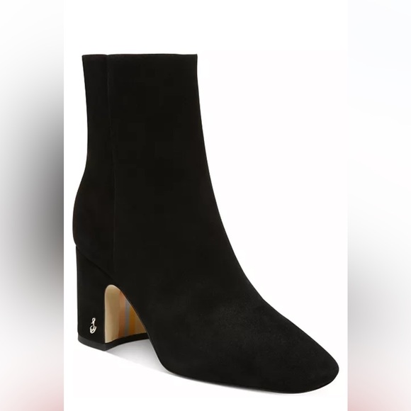 Sam Edelman Womens Fawn Block-Heel Bootie Black Suede 6M - Picture 1 of 6